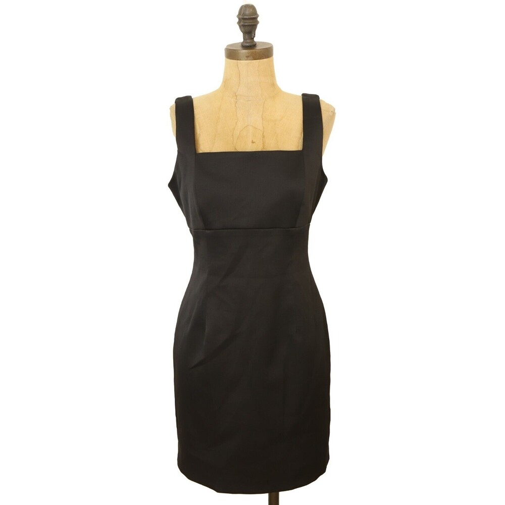 Laundry By Shelli Segal Sheath Dress 8P Petites Square Neck Party Black EUC B9